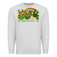 Dove Grey Peace love St. Patrick's Day Premium Sweatshirt - OliviaCreatesArt