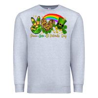 Heather Grey Peace love St. Patrick's Day Premium Sweatshirt - OliviaCreatesArt
