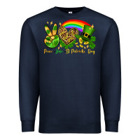 Navy Peace love St. Patrick's Day Premium Sweatshirt - OliviaCreatesArt