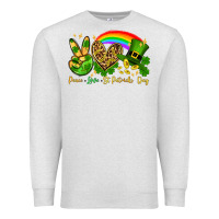 Oatmeal Heather Peace love St. Patrick's Day Premium Sweatshirt - OliviaCreatesArt