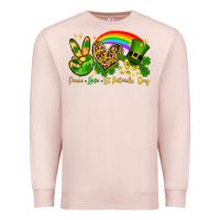 Pale Pink Peace love St. Patrick's Day Premium Sweatshirt - OliviaCreatesArt
