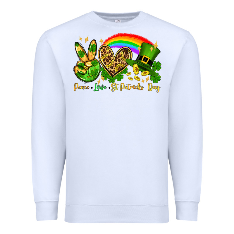 Peace Love St. Patrick's Day Premium Sweatshirt by OliviaCreatesArt | Teevron