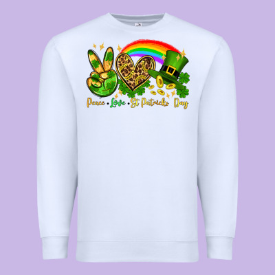 Peace Love St. Patrick's Day Premium Sweatshirt Designed By Oliviacreatesart