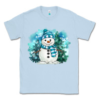 Dusty Blue winter snowman Classic Tee - MaliasSmallBusiness