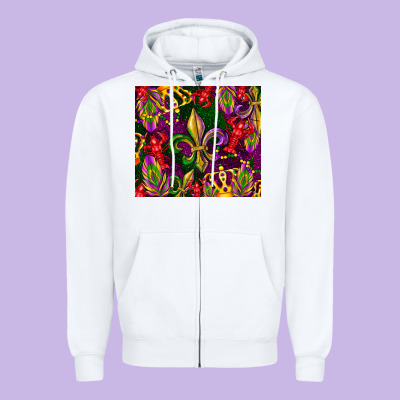 Mardi Gras Zipper Hoodie Designed By Cowgirlartshop