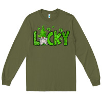 Army Green lucky gnome st patricks day Long Sleeve Tee - Jasminsmagicworld