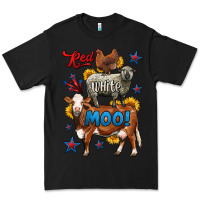 Black red white moo farm animals 4th of july Premium Tee - LillyAllenDesigns