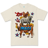 Bone red white moo farm animals 4th of july Premium Tee - LillyAllenDesigns