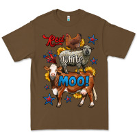 Cacao red white moo farm animals 4th of july Premium Tee - LillyAllenDesigns