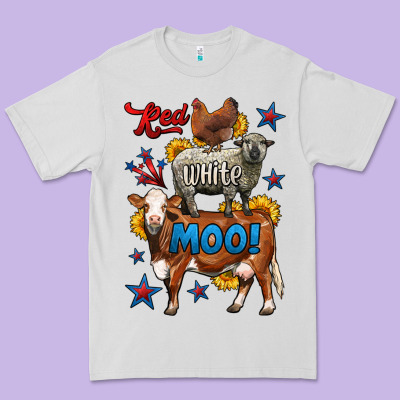 Red White Moo Farm Animals 4th Of July Premium Tee Designed By Lillyallendesigns