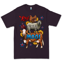 Plum red white moo farm animals 4th of july Premium Tee - LillyAllenDesigns