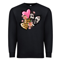 Black Pink glitter leopard cowhide hearts Valentine's Premium Sweatshirt - FaDigitalArtStudio