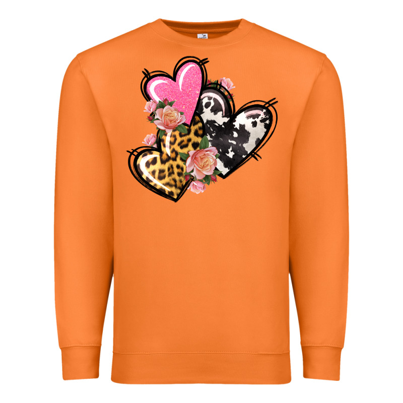 Pink Glitter Leopard Cowhide Hearts Valentine's Premium Sweatshirt by FaDigitalArtStudio | Teevron