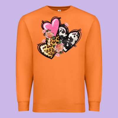 Pink Glitter Leopard Cowhide Hearts Valentine's Premium Sweatshirt Designed By Fadigitalartstudio