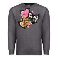Charcoal Heather Pink glitter leopard cowhide hearts Valentine's Premium Sweatshirt - FaDigitalArtStudio