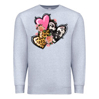 Heather Grey Pink glitter leopard cowhide hearts Valentine's Premium Sweatshirt - FaDigitalArtStudio