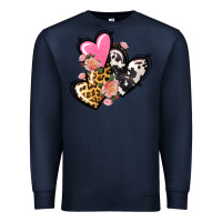 Navy Pink glitter leopard cowhide hearts Valentine's Premium Sweatshirt - FaDigitalArtStudio