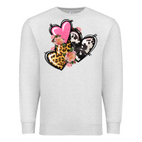 Oatmeal Heather Pink glitter leopard cowhide hearts Valentine's Premium Sweatshirt - FaDigitalArtStudio