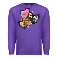 Purple Pink glitter leopard cowhide hearts Valentine's Premium Sweatshirt - FaDigitalArtStudio