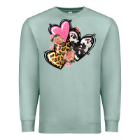 Seafoam Pink glitter leopard cowhide hearts Valentine's Premium Sweatshirt - FaDigitalArtStudio