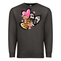 Smoke Pink glitter leopard cowhide hearts Valentine's Premium Sweatshirt - FaDigitalArtStudio