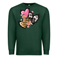 Sports Green Pink glitter leopard cowhide hearts Valentine's Premium Sweatshirt - FaDigitalArtStudio