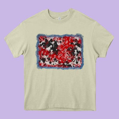 Bandana Cowhide Denim Background Heavy Core Tee Designed By Adodesignshop