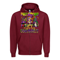 Burgundy parading with my gnomies mardi gras Zipper Hoodie - CowGirlArtShop