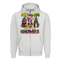 Dove Grey parading with my gnomies mardi gras Zipper Hoodie - CowGirlArtShop