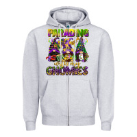 Heather Grey parading with my gnomies mardi gras Zipper Hoodie - CowGirlArtShop