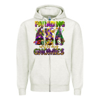 Oatmeal Heather parading with my gnomies mardi gras Zipper Hoodie - CowGirlArtShop