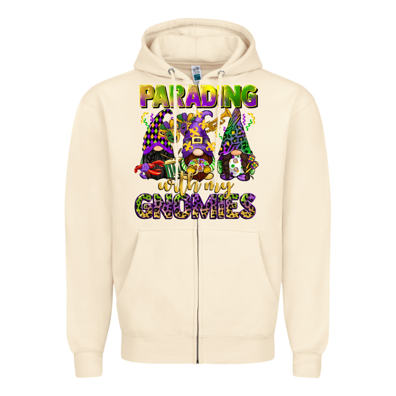 Parading With My Gnomies Mardi Gras Zipper Hoodie by CowGirlArtShop | Teevron