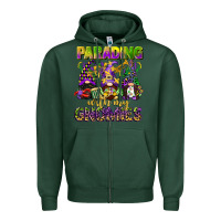 Sports Green parading with my gnomies mardi gras Zipper Hoodie - CowGirlArtShop