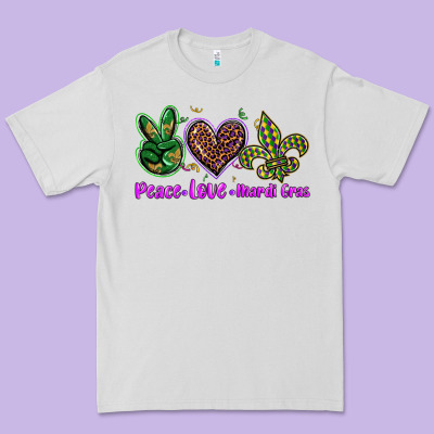 Peace Love Mardi Gras Premium Tee Designed By Barkaloodesign
