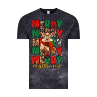 Cloud Black merry christmas reindeer Vintage Tee - MaliasSmallBusiness