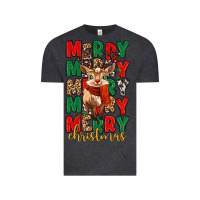 Vintage Black merry christmas reindeer Vintage Tee - MaliasSmallBusiness