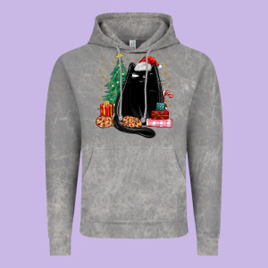 Christmas Black Cat Vintage Hoodie Designed By Maliassmallbusiness