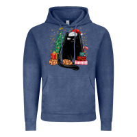 Vintage Denim christmas black cat Vintage Hoodie - MaliasSmallBusiness