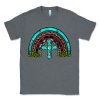 Charcoal Heather cross christmas rainbow Classic Tee - JahusDesignShop