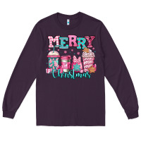 Plum merry christmas pink coffee cups Long Sleeve Tee - Jasminsmagicworld