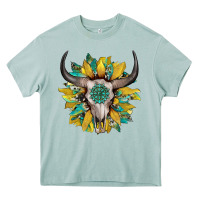 Arona boho bullskull with sunflower and gemstone Heavy Core Tee - Artiststas