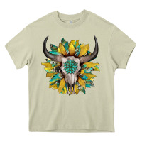 Mossy boho bullskull with sunflower and gemstone Heavy Core Tee - Artiststas