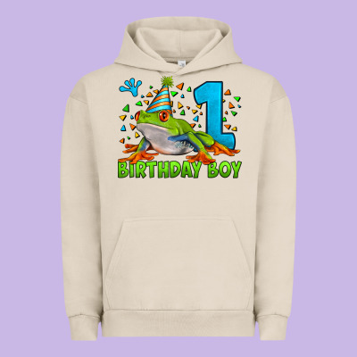 Birthday Boy Frog Age 1 Urban Hoodie Designed By Lillyallendesigns