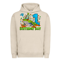 Pigment French Oak birthday boy frog age 1 Urban Hoodie - LillyAllenDesigns