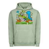 Pigment Oil Green birthday boy frog age 1 Urban Hoodie - LillyAllenDesigns