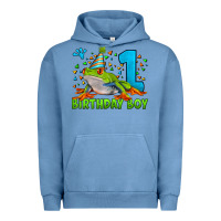 Pigment Pebble Blue birthday boy frog age 1 Urban Hoodie - LillyAllenDesigns