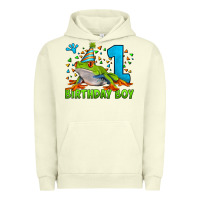 Pigment Pistachio birthday boy frog age 1 Urban Hoodie - LillyAllenDesigns