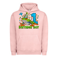 Pigment Salmon birthday boy frog age 1 Urban Hoodie - LillyAllenDesigns