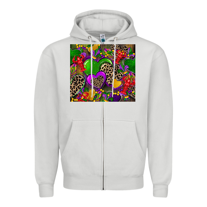 Mardi Gras Hearts Zipper Hoodie by CowGirlArtShop | Teevron
