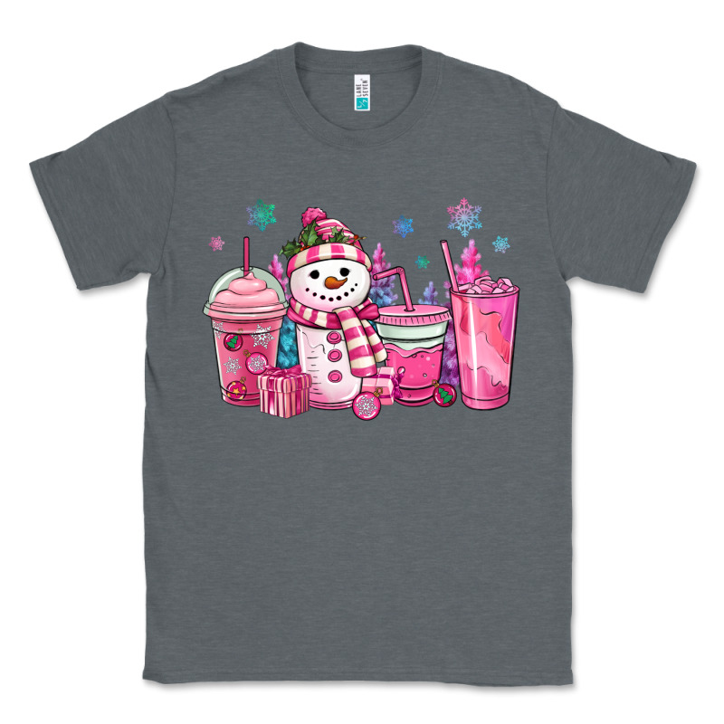 Pink Christmas Snowman Coffee Cups Classic Tee by MaliasSmallBusiness | Teevron
